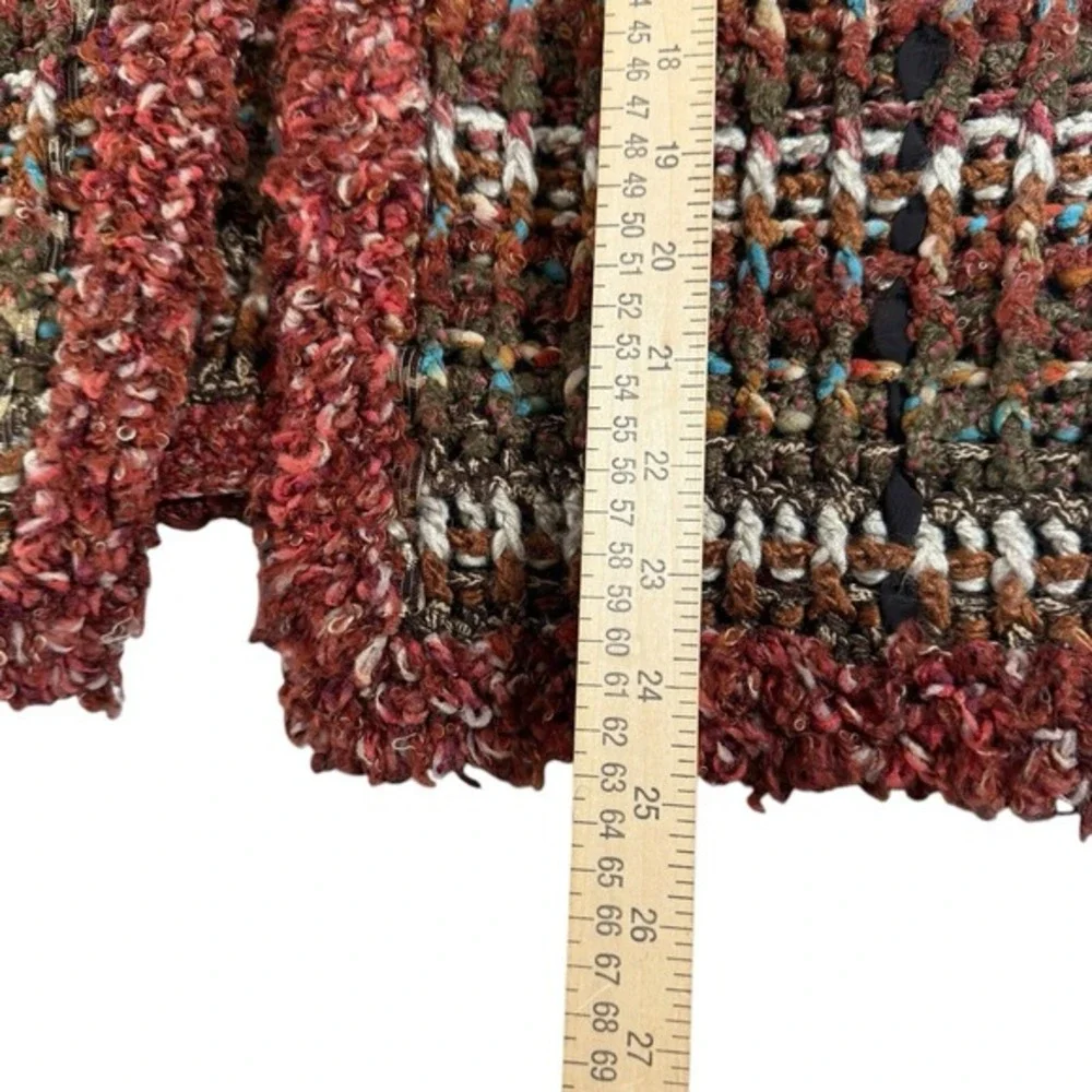 Curio Womens Large Open Front Cardigan Chunky Textured Knit Multicolor‎ Boho
